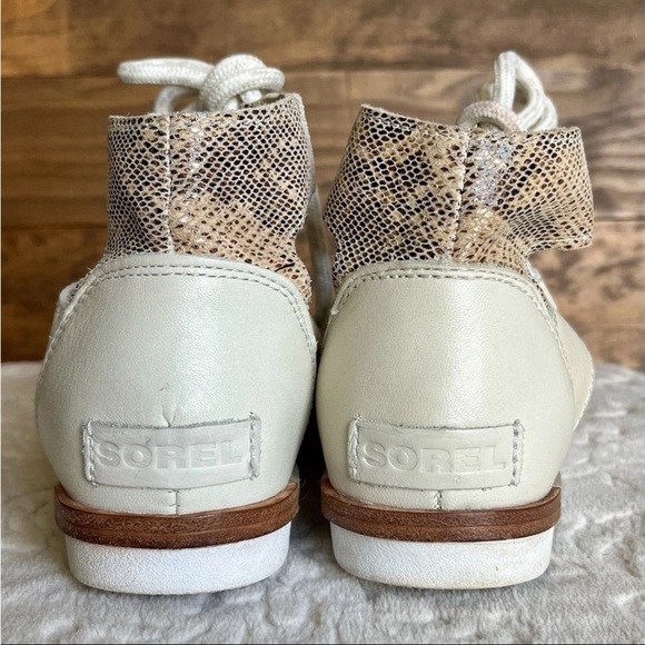 Sorel Torpeda Bungee Ankle Tie Leather Gladiator Sandals Sz 8.5 Off White READ - Picture 4 of 14